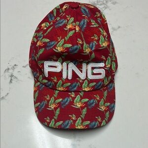 Ping Tropical Red Cap with Leaf Pattern